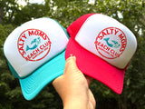 Salty Moms Beach Club Trucker: TURQUOISE/WHITE