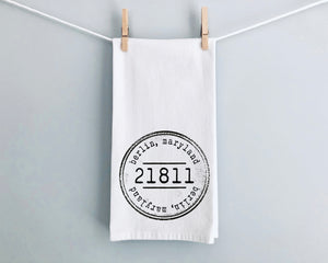 KITCHEN TOWEL: Berlin, Maryland vintage zip code