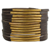 JEWELRY: Leather / textured metal cuff