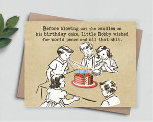 GREETING CARD: World Peace + Sh*t birthday card
